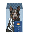 Loyall Life adult dog food bag with lamb meal and brown rice recipe, 40 lbs, showing the dry kibble and packaging.