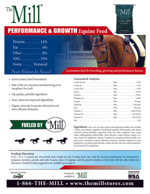 Tech Sheet for Mill Performance & Growth Horse Feed