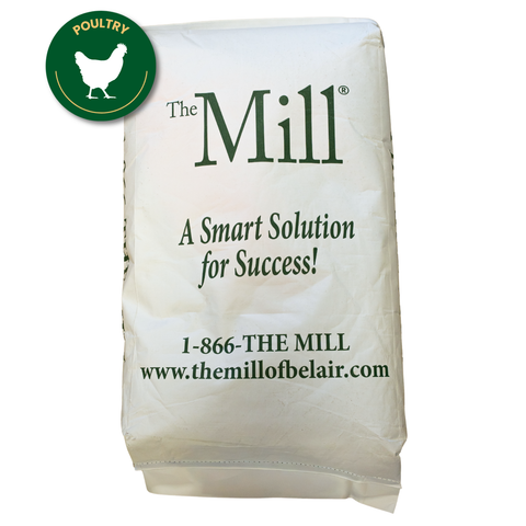 Bag of 'The Mill' with branding and contact information on a white background