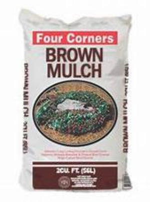 Brown mulch in a 2 cf bag