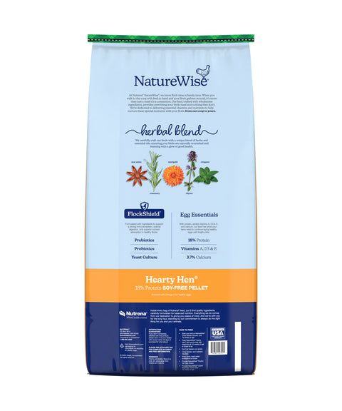 NatureWise chicken food bag with herbal blend ingredients on a white background