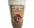 Bird Pro Premium Dried Mealworms for bird food, showing a close-up of golden dried mealworms in a clear container.