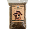 Bird Pro Premium Dried Mealworms for bird food, showing a close-up of the dried mealworms in a natural setting.