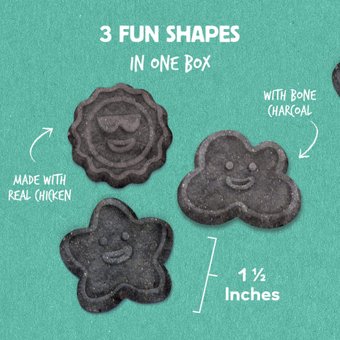 Wag More Bark Less Crunchy Dental Dog Treats, Chicken, Bone Charcoal, Parsley & Mint