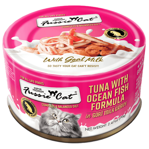 Fussie Cat Tuna with Oceanfish Formula in Goat Milk Gravy Canned Cat Food