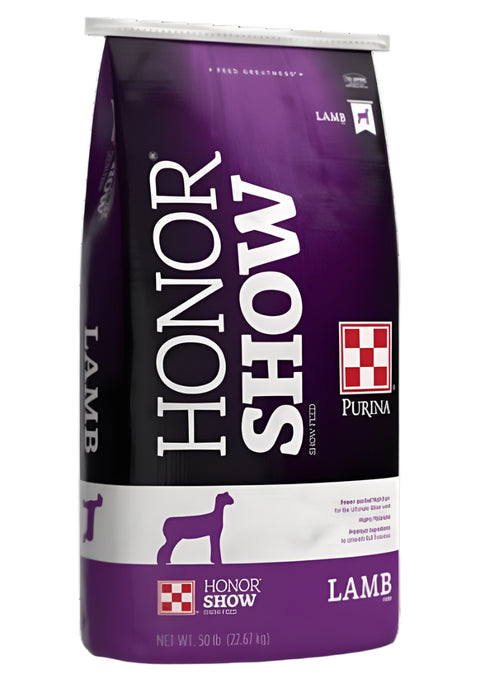 a bag of Purina Honor Show feed for lambs