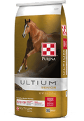 Purina Ultium Senior horse feed bag on a white background