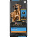 Bag of Purina Pro Plan Adult Large Breed Chicken and Rice Dry Dog Food showing the packaging and product branding.