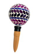 Panacea Mosaic Glass Self Watering Globe for gardens, featuring colorful mosaic glass and a self watering mechanism.