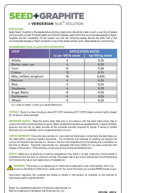 Verdesian Seed Plus Graphite Nutritional Seed Lubricant