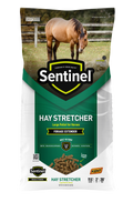 Kent Feeds Sentinel hay stretcher large pellet bag for horse feed, showing the 50 lb. bag with hay extender pellets.
