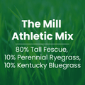 The Mill Athletic Mix erosion control grass seed mix with barley, ryegrass, and tall fescue for turf lawn establishment.