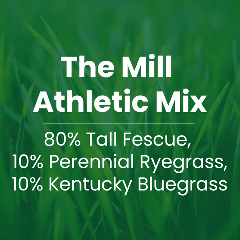 The Mill Athletic Mix erosion control grass seed mix with barley, ryegrass, and tall fescue for turf lawn establishment.