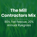 The Mill Contractorsd Mix erosion control grass seed mix with barley, ryegrass, and tall fescue for turf lawn establishment. 
80% tall fescue, 20% annual ryegrass