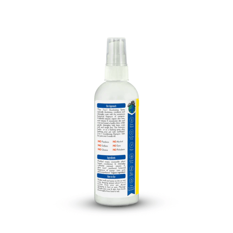 Earthbath Mango Tango 3-in-1 deodorizing spray for pets, featuring a colorful bottle with mango and citrus imagery.