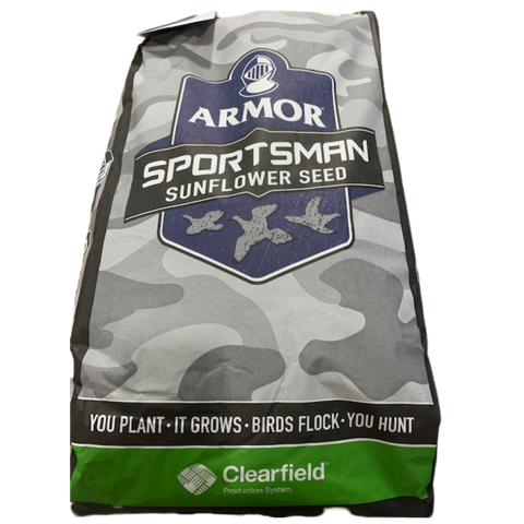 A bag of Armor Sportsman Sunflower seed to plant for wildlife and deer feed