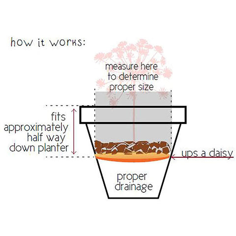 Ups-A-Daisy Round Planter Insert from Ups-A-Daisy, showing how it fits inside a garden planter for easy planting and drainage.