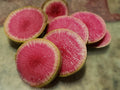 Watermelon radish garden seeds from The Mill, fresh packet showing vibrant radish seeds for planting in vegetable gardens.