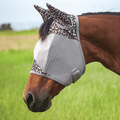 Cashel Crusader Fly Mask for horses with ears, warmblood size, leopard pattern, made by Cashel, protects against flies and insects.