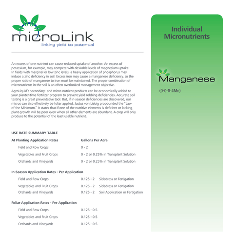 AgroLiquid Multiplex Manganese Micronutrient Fertilizer for lawn and turf, shown in a bulk packaging image.