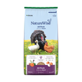 Nutrena NatureWise All Flock poultry feed pellets by Cargill, 40 lb bag, showing yellow and brown textured poultry feed pellets.
