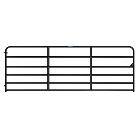 Black Tarter 6-Bar Economy Tube Gate 12 ft fencing accessory with sturdy metal construction and tubular design.