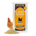Keystone Hi-Protein Layer King Poultry Feed in 50lb bag, showing a bag of Keystone Mills poultry feed for laying hens.