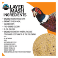 Keystone Hi-Protein Layer King poultry feed in 50lb bag with colorful packaging and product label visible.