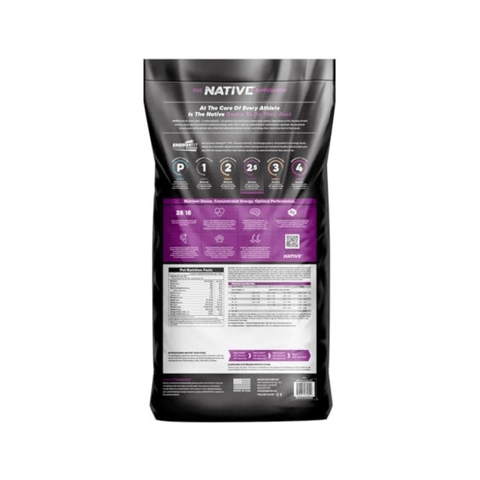 Blue Seal Native® Level 2.5 Performance Dog Food bag with lamb, salmon meal, and rice, 40 lb for active dogs.