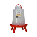 Plastic poultry drinker with red base on a white background