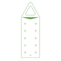 Green icon of a rectangular package with a triangular cutout on a white background