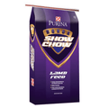 A bag of Purina Honor Show Chow Lamb Feed on a plain white background.