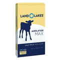 Land of Lakes Amplifier Max Calf Milk Replacer powder in a 25 lb bag, featuring a yellow, white, and navy blue design with a silhouette of a calf.
