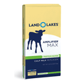 Land of Lakes Amplifier Max Calf Milk Replacer protein blend powder in a 50 lb bag, featuring a yellow, white, and navy blue design with a calf silhouette.