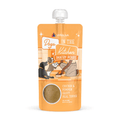 Dog food meal topper by Weruva, Chicken & pumpkin, 7 oz, in a pouch with a creamy texture and colorful label.