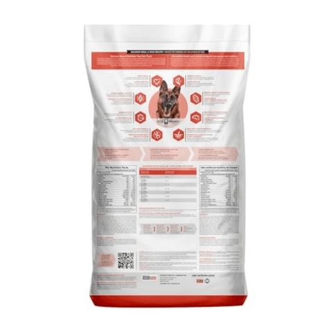 Blue Seal EnTrust sensitive stomach and skin dog food bag in 35 lb bag, featuring natural ingredients and a blue label.