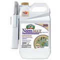 A white plastic jug of Eur-Organic Gardenings Neem Max cold pressed neem oil with a side-mounted spray nozzle, shown on a plain white background.