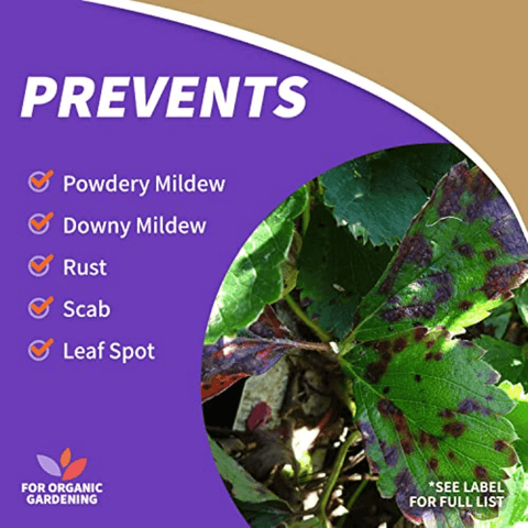 Product packaging for organic gardening with leaf damage 
