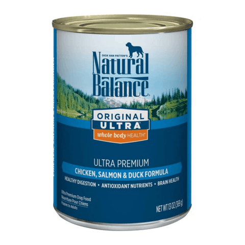 Canned dog food with chicken, salmon, and duck from Natural Balance Original Ultra Whole Body Health by Phillips Feed