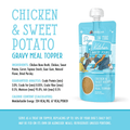 Dog food meal topper by Weruva, Chicken & Sweet Potato Gravy, 7 oz, in a can with a creamy texture and colorful label.