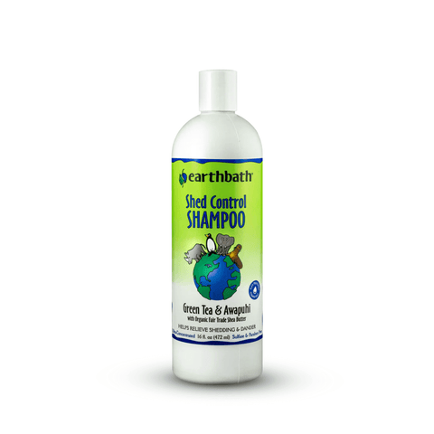 Earthbath Shed Control Shampoo bottle on a white background