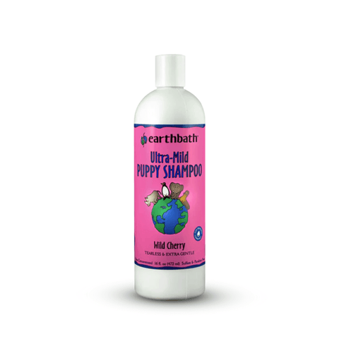Earthbath Ultra-Mild Puppy Shampoo bottle with pink label on a white background
