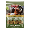 Package of Hungrybird Golden Egg Bit Treats with a chicken and eggs on a green background