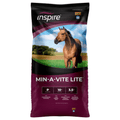 Blue Seal Inspire Min-A-Vite Lite horse feed pellets in a 50 lb bag, showing blue and white packaging with product details.