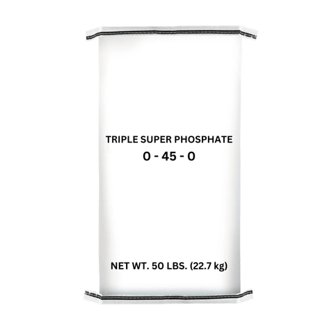 Kirby Agri Triple Super Phosphate fertilizer 0-45-0 50 lb bag showing white granular fertilizer on packaging