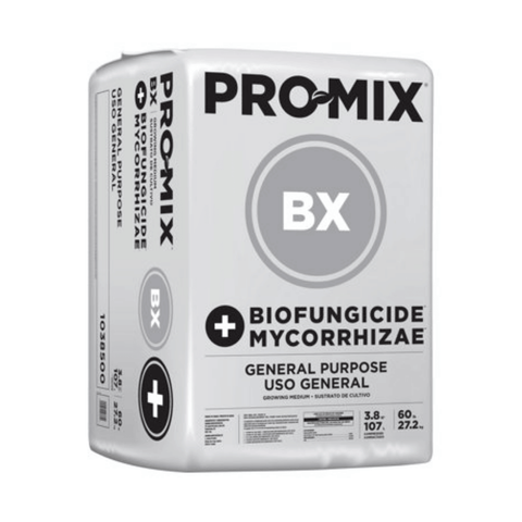 PRO-MIX® BX Biofungicide and Mycorrhizae potting soil in a 3.8 cu. ft. bag, ideal for lawn and garden planting and soil health.