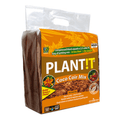 Coco coir mix block for hydroponics and container plants, shown on a garden website, with packaging and gardening tools nearby.
