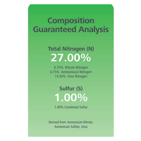 AgroLiquid High NRG-N 27-0-0-1S liquid fertilizer bottle on a website product page.