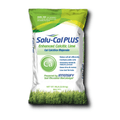 Solu-Cal Plus Fast Acting Lawn Lime fertilizer bag with high calcium content, used for soil pH adjustment and lawn health.