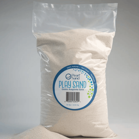 Bag of Pearl Sand® Play Sand in a 33 lb. bag, suitable for lawn and garden use, by Three Arrow Enterprise.